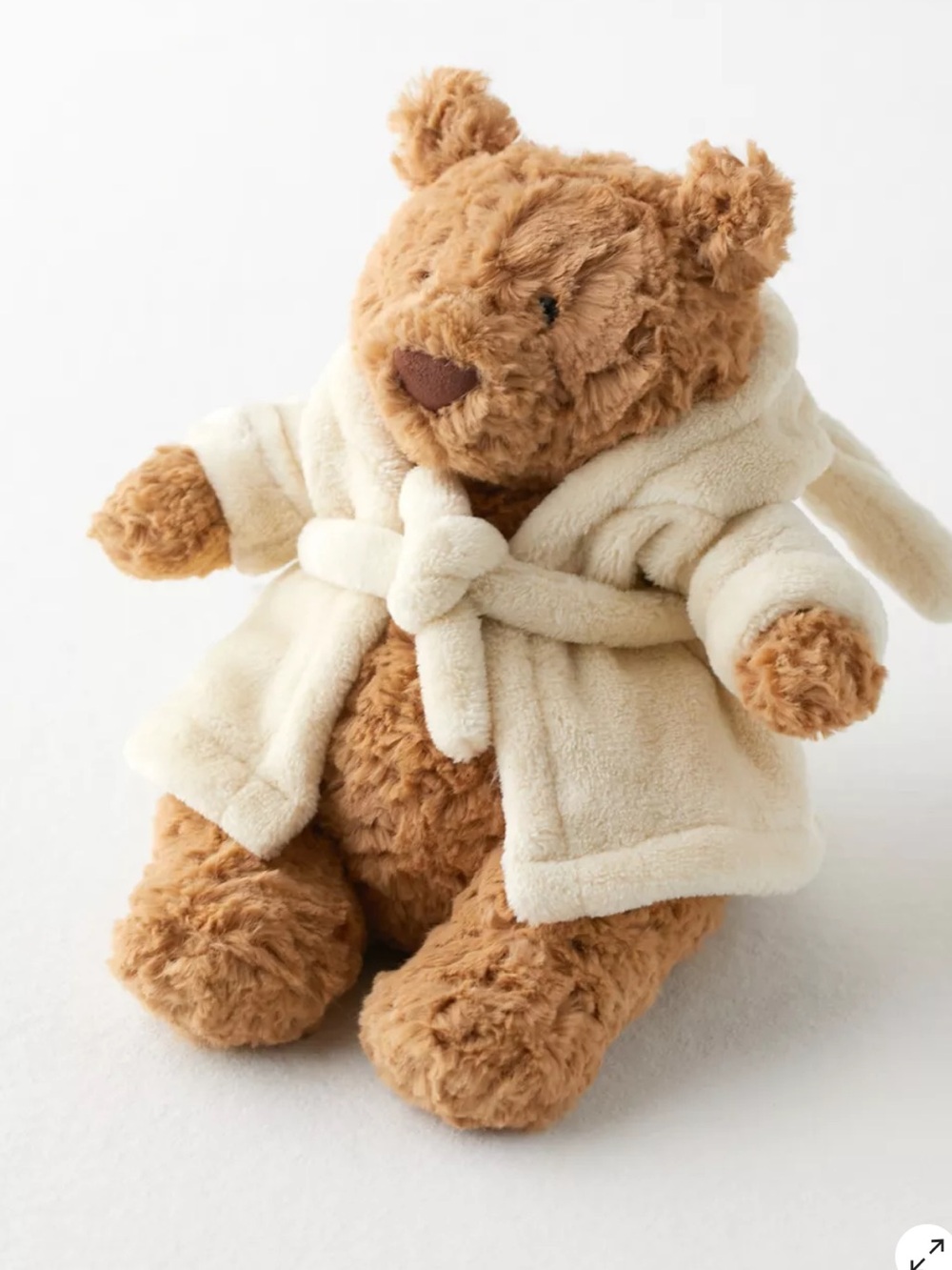Jellycat Bartholomew Brown Bear in Cream Hooded Bathrobe Plush - Picture 4 of 10
